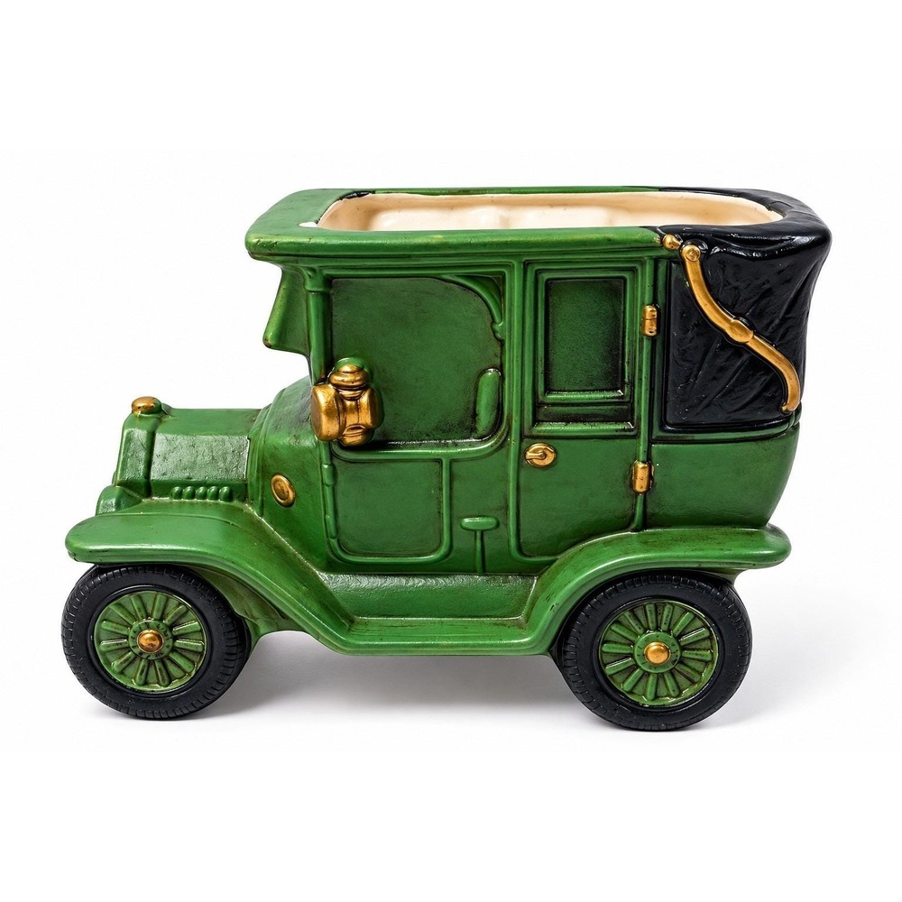 Vintage Napcoware C-9082 Car Planter Ceramic Japan Green Antique Auto MCM